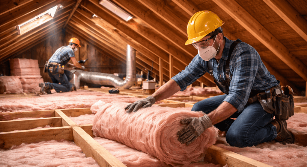 Installing insulation in bright attic