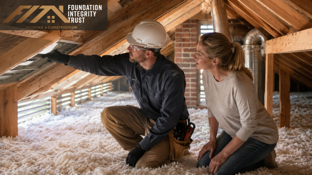 Professional reviewing Texas attic ventilation and roofing